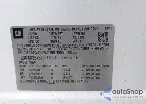 2018 Chevrolet Equinox Lt from USA, damaged, VIN 2GNAXSEV6J6212594